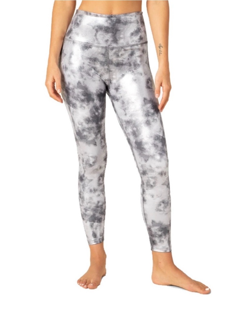 Beyond Yoga High Waist Tie Dye Midi Length Foil Gray Tie Dye Foil Size M